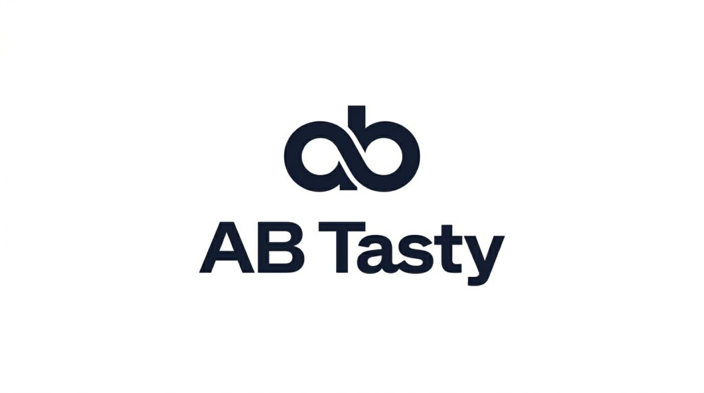 Logotipo de AB Tasty en azul oscuro sobre fondo blanco para artículo sobre AB TASTY opiniones de la plataforma.