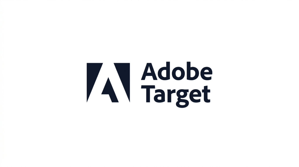Logotipo de Adobe Target en color azul oscuro sobre fondo blanco para reseña técnica de CRO enterprise.